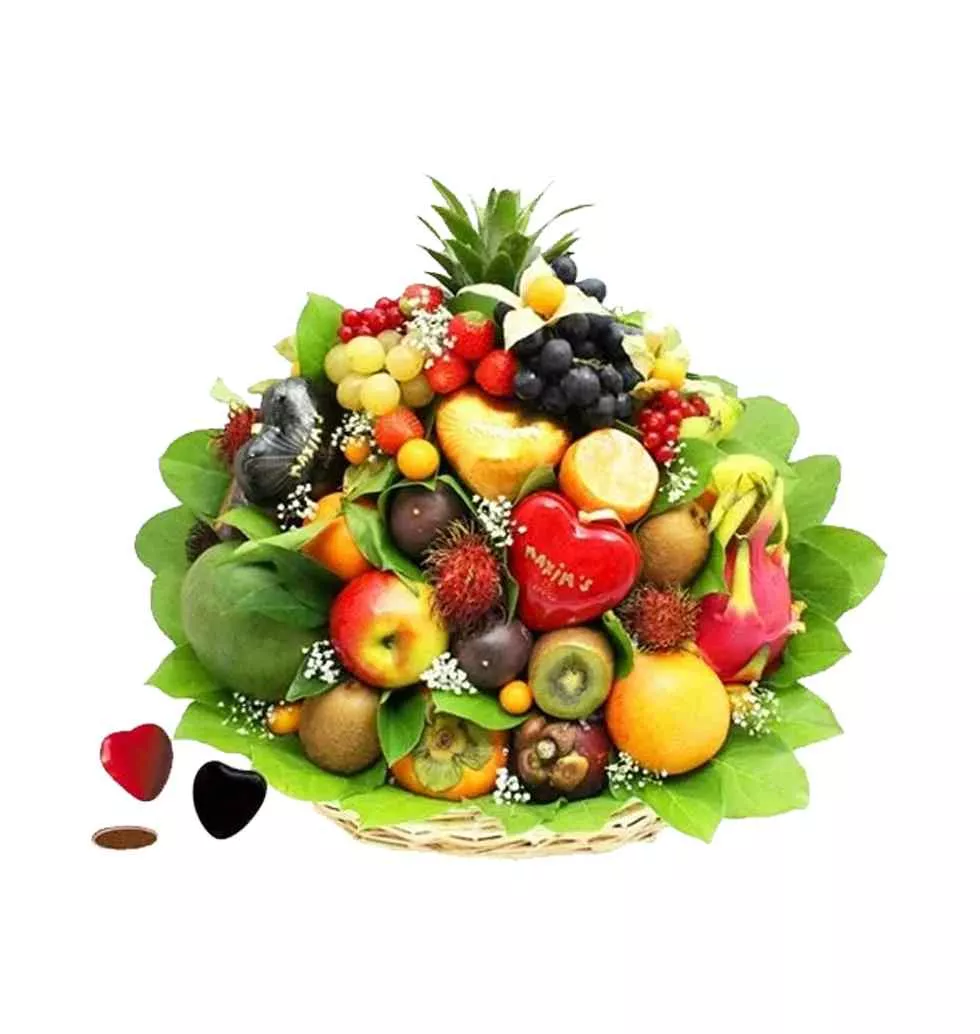 Exotic Treasure of Seasonal Fruits N Chocolate Basket
